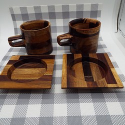 寄木のマグカップとソーサ　（ミニ）① 1枚目の画像