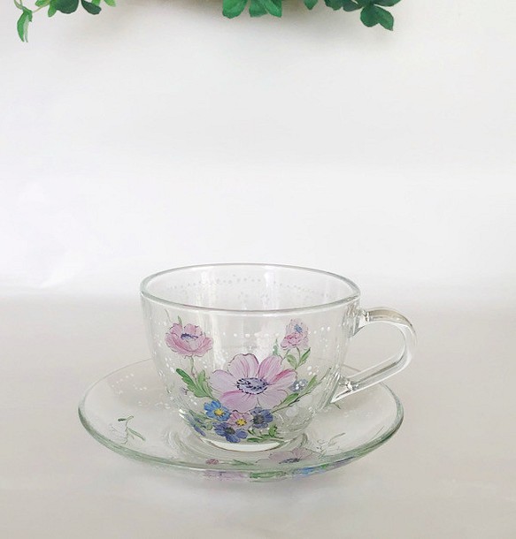 ヨーロピアンブーケのハーブティーカップ・野バラとポピー 1枚目の画像