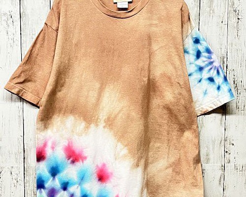 タイダイ染め Tシャツ XLサイズ 曼荼羅 ベージュ Hippies Dye HD18-91