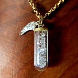 ハーキマーダイヤモンドのネックレス　選べるシルバー製チャーム付き 1枚目の画像