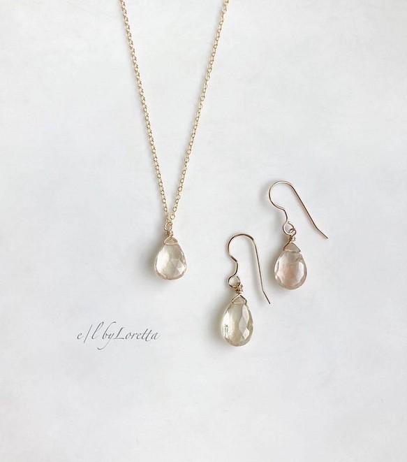 オレゴンサンストーン 14kgf drop Necklace & pierce/earring SET 1枚目の画像