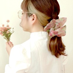桜のアートシュシュ　<Asahi art styleオリジナルテキスタイル> ビッグシュシュ 1枚目の画像
