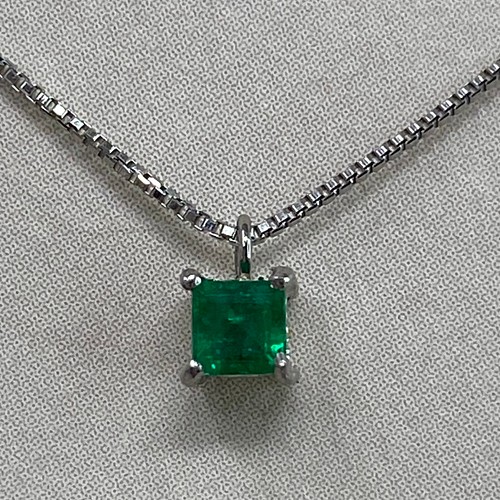 PT900 PT850 天然エメラルド 0.11ct ネックレス ネックレス