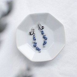 海葡萄刺繡耳環 [藍色 x 銀色] 第1張的照片