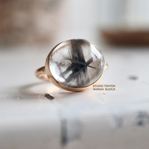 K10[ルチルの実]platnum rutilated quartz プラチナルチル 指輪