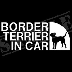 BORDER・TERRIER IN CAR パロディステッカー（ボーダー・テリア）7cm×17cm 1枚目の画像