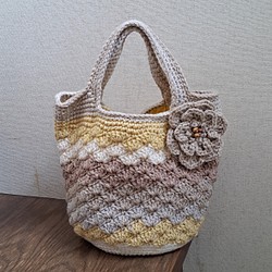 松編みのマルシェ型バッグ 1枚目の画像