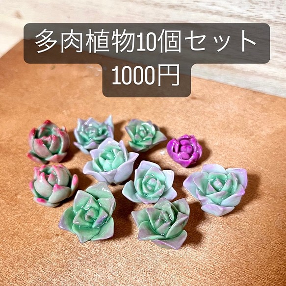 そのまま飾れる〜多肉植物寄せ植え(樹脂粘土レジン) 一輪挿し・花瓶