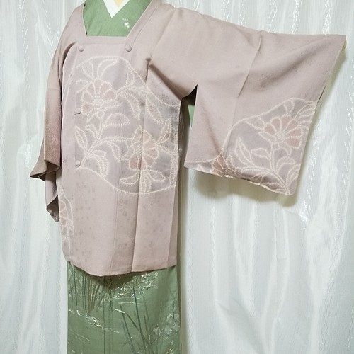 単品購入可 可愛い刺繍の紬のお着物 綺麗なミントグリーン | www