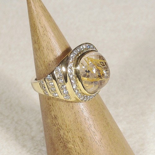 7.30ctルチルクォーツとSV925の指輪（リング：10号、18K張り、天然石