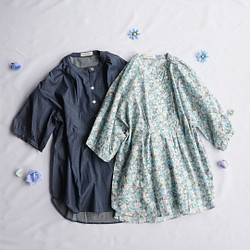 [免運費] 經濟實惠的束腰外衣套裝 2 件套可供選擇 半袖束腰外衣 Linen Hemp Flower 第1張的照片