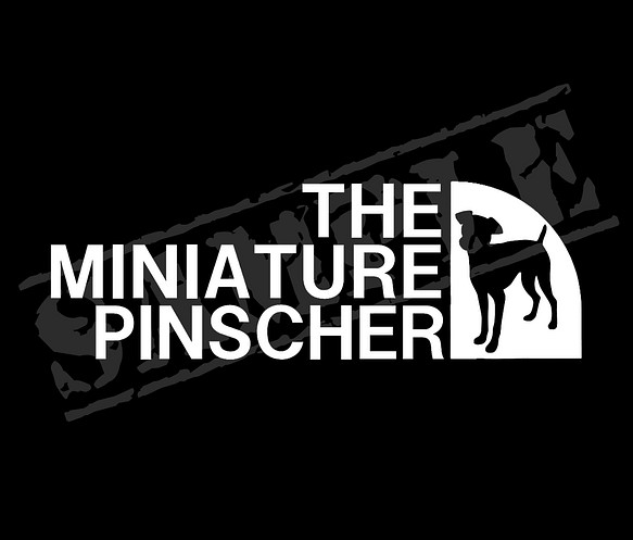 THE MINIATURE PINSCHER パロディステッカー（ミニチュア・ピンシャー）5.5cm×17cm 1枚目の画像