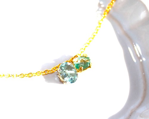 shizuku - Blue Topaz & Paraiba Tourmaline Necklace ネックレス