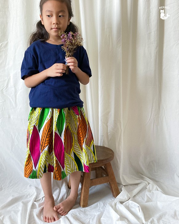 MERMEO【SK-136】110-120 | アフリカ布 ふんわりこどもスカート 子供服