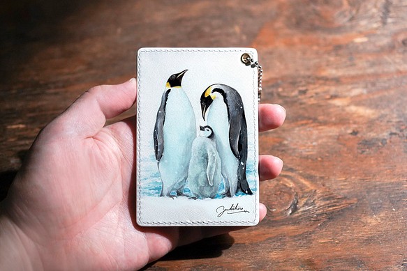 パスケース｜水彩画ペンギン 1枚目の画像