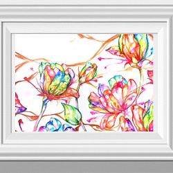 アート原画：《colorful flowers2》四つ切画用紙：送料込 odontmedscj.com