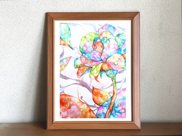 アート原画：《colorful flowers2》四つ切画用紙：送料込