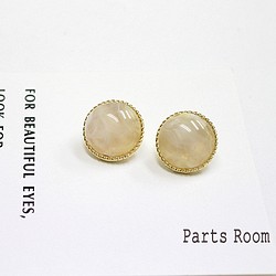 [2 件] 大圓耳環 [米色] [鈦柱/無扣] -mt-3997 第1張的照片