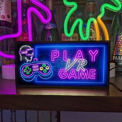 ゲーム VR バーチャル プレイ 対戦 ゲームセンター ミニチュア サイン ランプ 看板 置物 雑貨 ライトBOX 1枚目の画像