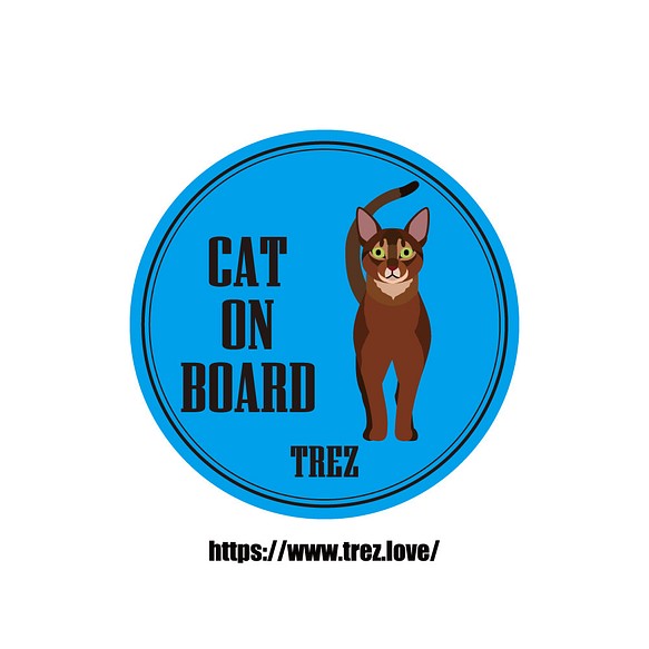 全8色 名前入り CAT ON BOARD アビシニアン ポップアート マグネット 1枚目の画像