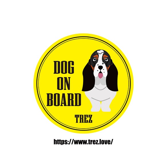全8色 名前入り DOG ON BOARD バセットハウンド ポップアート マグネット 1枚目の画像