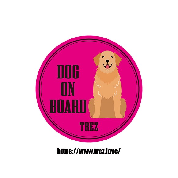 全8色 名前入り DOG ON BOARD ゴールデンレトリバー ポップアート マグネット 1枚目の画像