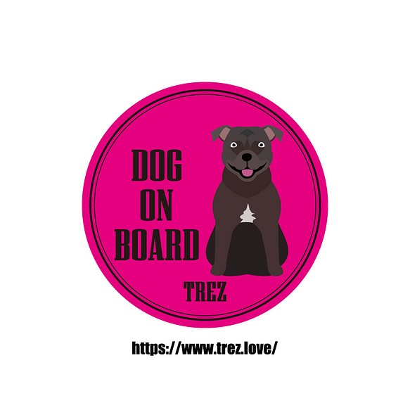 全8色 名前入り DOG ON BOARD スタッフォードシャーブルテリア ポップアート マグネット 1枚目の画像