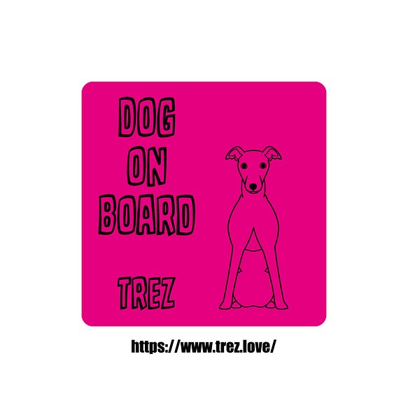 全8色 名前入り DOG ON BOARD イタリアングレーハウンド ラインアート マグネット 1枚目の画像