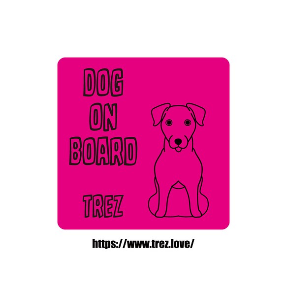 全8色 名前入り DOG ON BOARD ジャックラッセルテリア スムース ラインアート マグネット 1枚目の画像