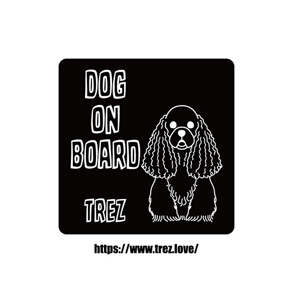 全8色 名前入り DOG ON BOARD アメリカン コッカー スパニエル  ラインアート マグネット 1枚目の画像