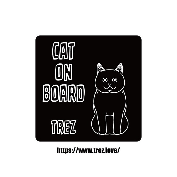 全8色 名前入り CAT ON BOARD ブリティッシュショートヘア ヘア ラインアート マグネット 1枚目の画像