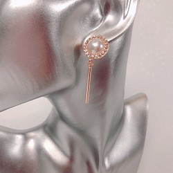 pearl gold stick pierce♡パールピアス 1枚目の画像