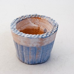 陶器製（2号ポット相当）多肉植物の欲しがる植木鉢 PSc-ブルー6642 1枚目の画像