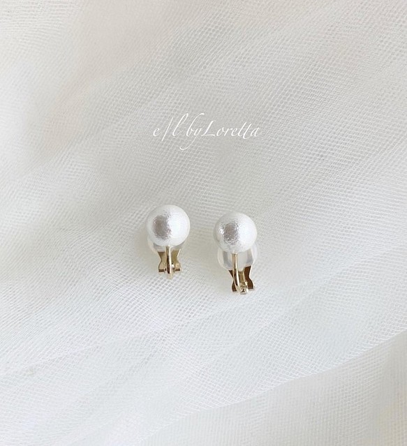 Cotton pearl pierce/earring(white) [cc] 1枚目の画像