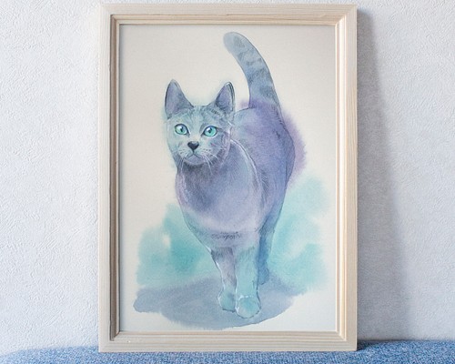 ねこ⑥_水彩原画_イラスト 絵画 n.akabae 通販｜Creema(クリーマ)