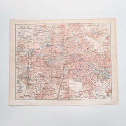 ドイツ ベルリンと郊外 アンティークマップ 古地図 ヴィンテージペーパー 図版 マイヤー百科事典 1957-44 1枚目の画像