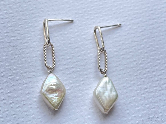 925 sliver pearl earrings 第1張的照片