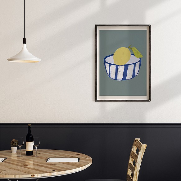 食べ物の抽象画のポスター　/ i1313 / レモン、アボカド、バナナなど　モダンアート 1枚目の画像