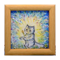 受注制作》☆あなたの猫とハートの絵皿。Mamikaタイプ。猫の絵皿