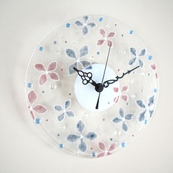 【即納】ガラスの壁掛け時計（Watercolor flower）電波時計に変更可 1枚目の画像