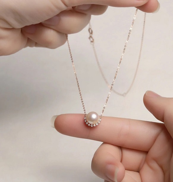 高級】淡水真珠 ダイヤモンド付きネックレスk18 ネックレス