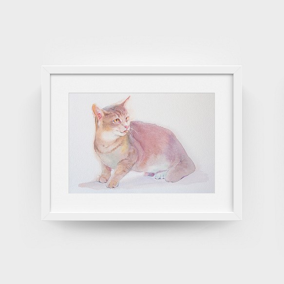 激安買蔵 猫 ロシアンブルー 手描きイラスト 原画 Ｂ6サイズ - 日用品