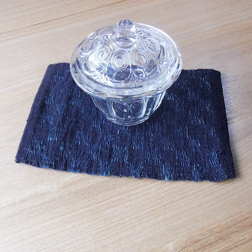 Sale 藍染苧麻手織りミニマット コースター 花瓶敷 ミニマット 置物
