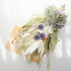 ドライフラワー スワッグ❁71 紫陽花 瑠璃玉アザミ 紫 ホワイト 花束 | www.fleettracktz.com