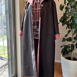 紬と着物のリメイクコート-