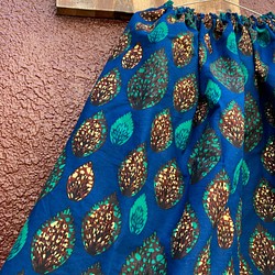 アフリカンファブリック　アフリカンスカート　アフリカ布　アフリカンバティック　ギャザースカート　着丈約85cm 1枚目の画像