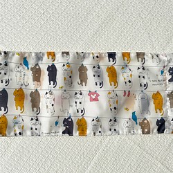 マスクカバー◆３D（横長）立体マスク用◆洗濯猫柄◆白◆撥水素材 1枚目の画像