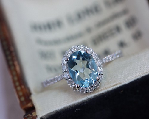 K18 豪華 オパール アクアマリン 0.04ct ダイヤモンド 指輪kaojewelry