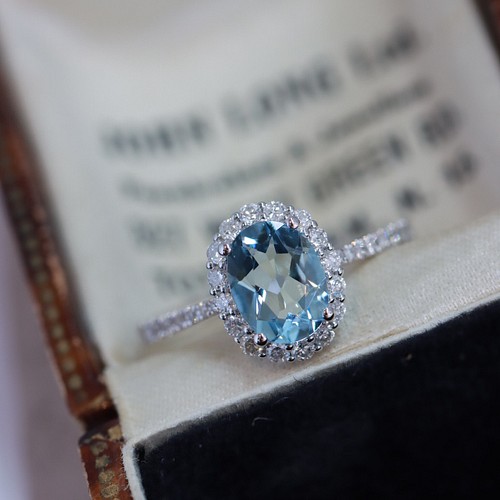 K18 豪華 オパール アクアマリン 0.04ct ダイヤモンド 指輪kaojewelry