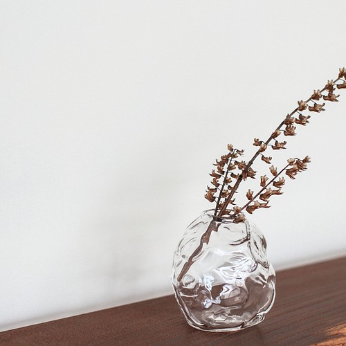 River ] ① ガラス一輪挿し 手作りガラス花瓶 ロック 透明クリア 花瓶